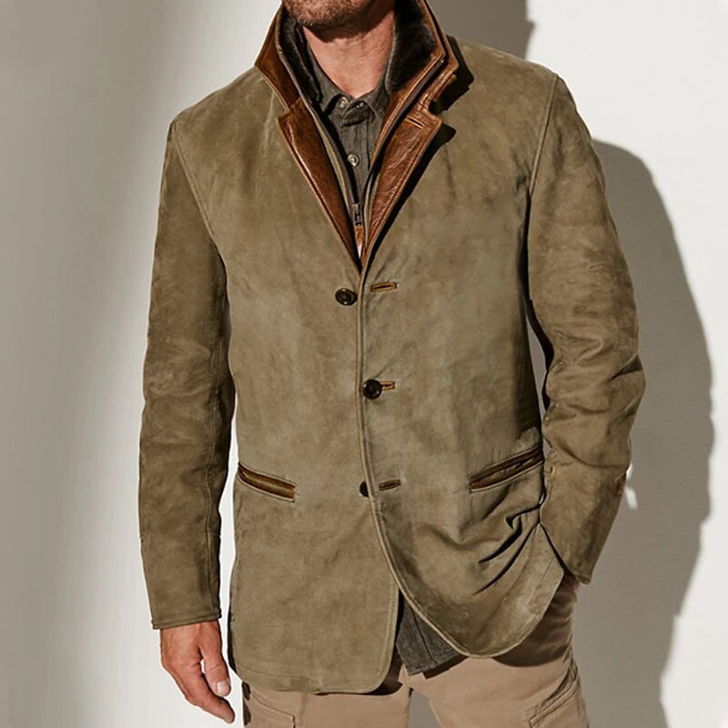Victor – Veste vintage en suède avec détails en cuir
