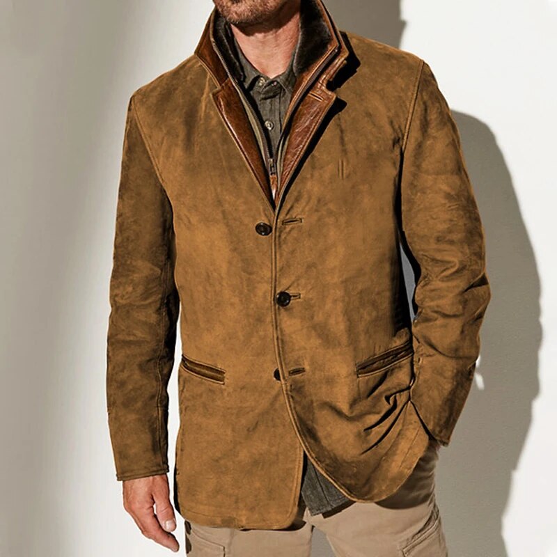 Victor – Veste vintage en suède avec détails en cuir