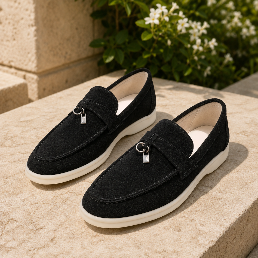Mocassins femme noir bout rond plateforme, vue de face