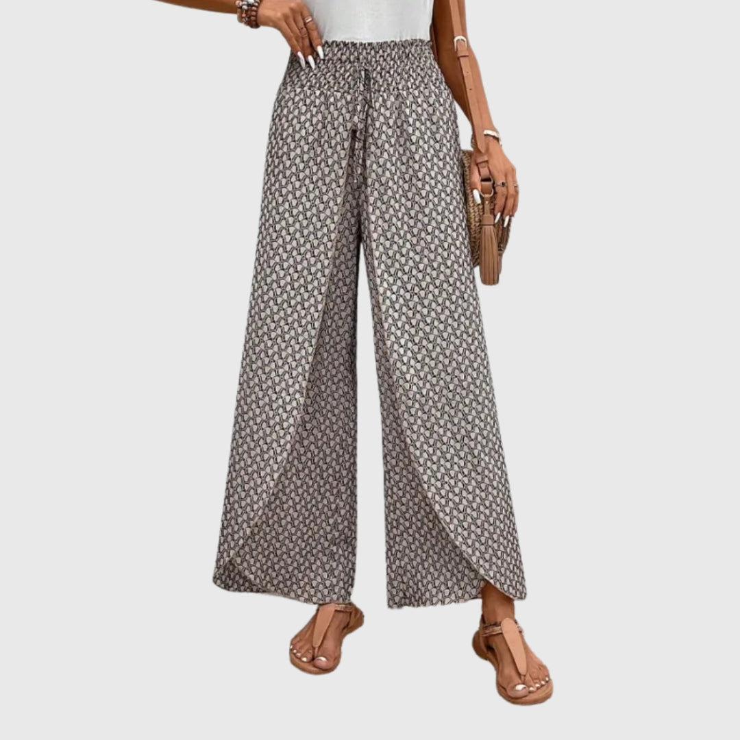 Pantalon large coupe ample imprimé géométrique, vue dos