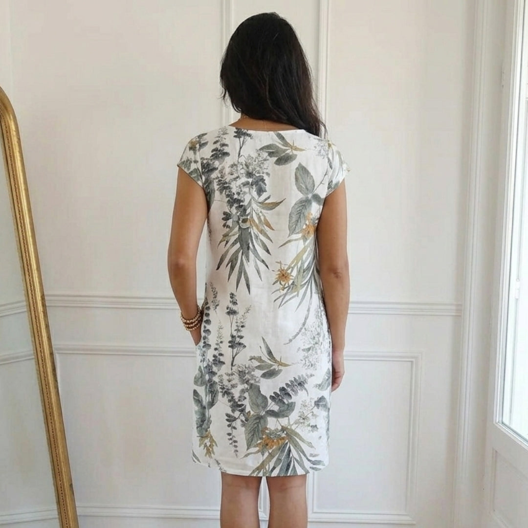 Robe femme imprimé floral blanc vue de profil droit