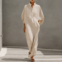 Robe Femme Maxi Col Montant Manches Chauve-Souris Bohème Oversize Été | Kamila