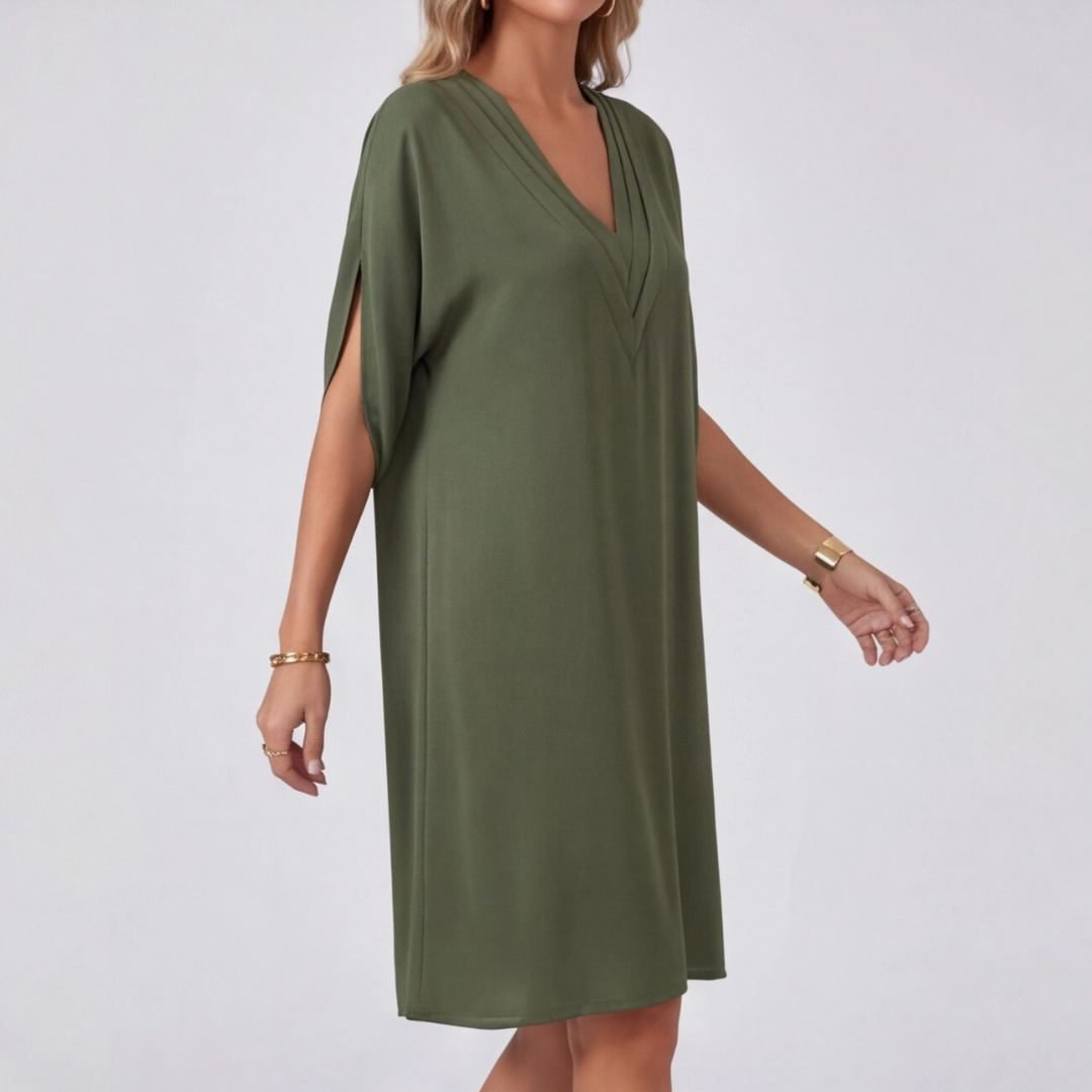 Robe vert armée manches fendues vue de dos
