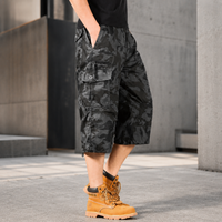 Short Cargo Homme Long 3/4 Multi Poches Taille Élastique Camouflage Style Militaire | Thierry