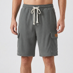 Short cargo homme gris chiné avec poches cargo, vue de face