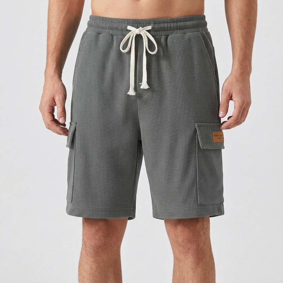Short cargo homme gris chiné avec poches cargo, vue de face