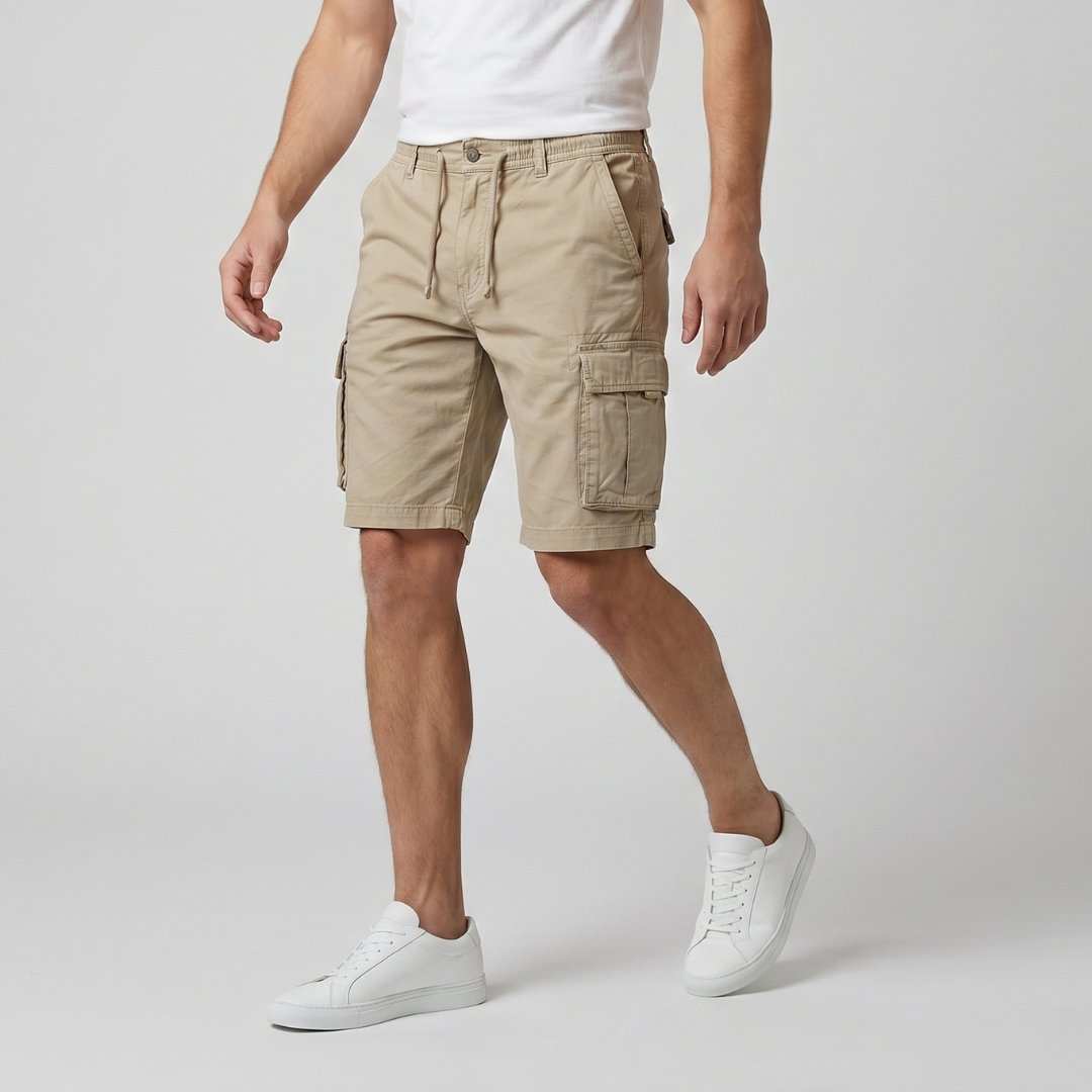 Short cargo kaki vue arrière coupe droite