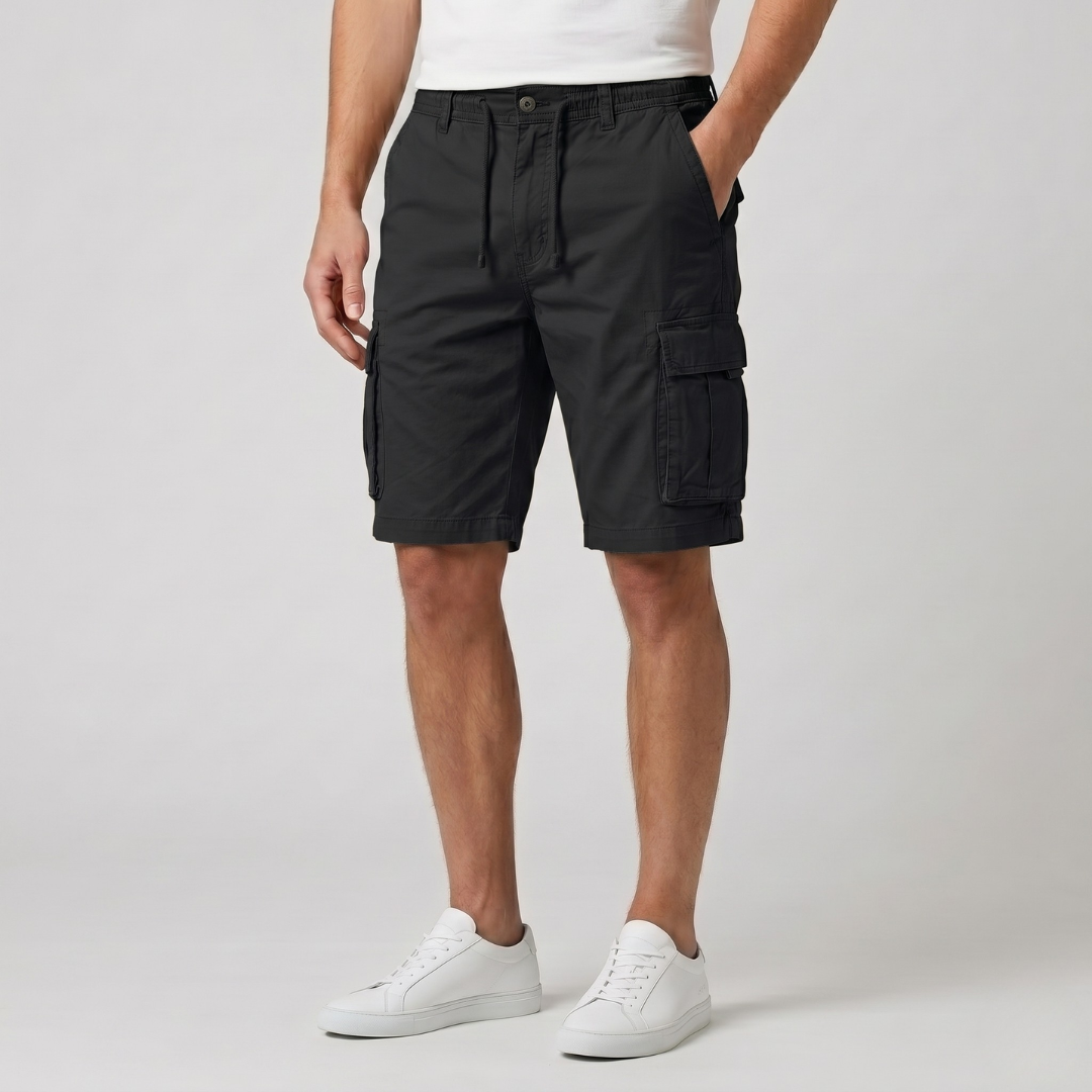 Short cargo homme noir avec cordon de serrage
