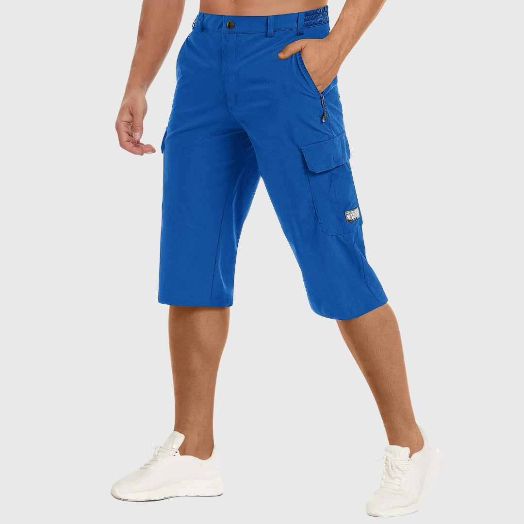 Short cargo homme bleu vif avec poches cargo et ceinture intégrée