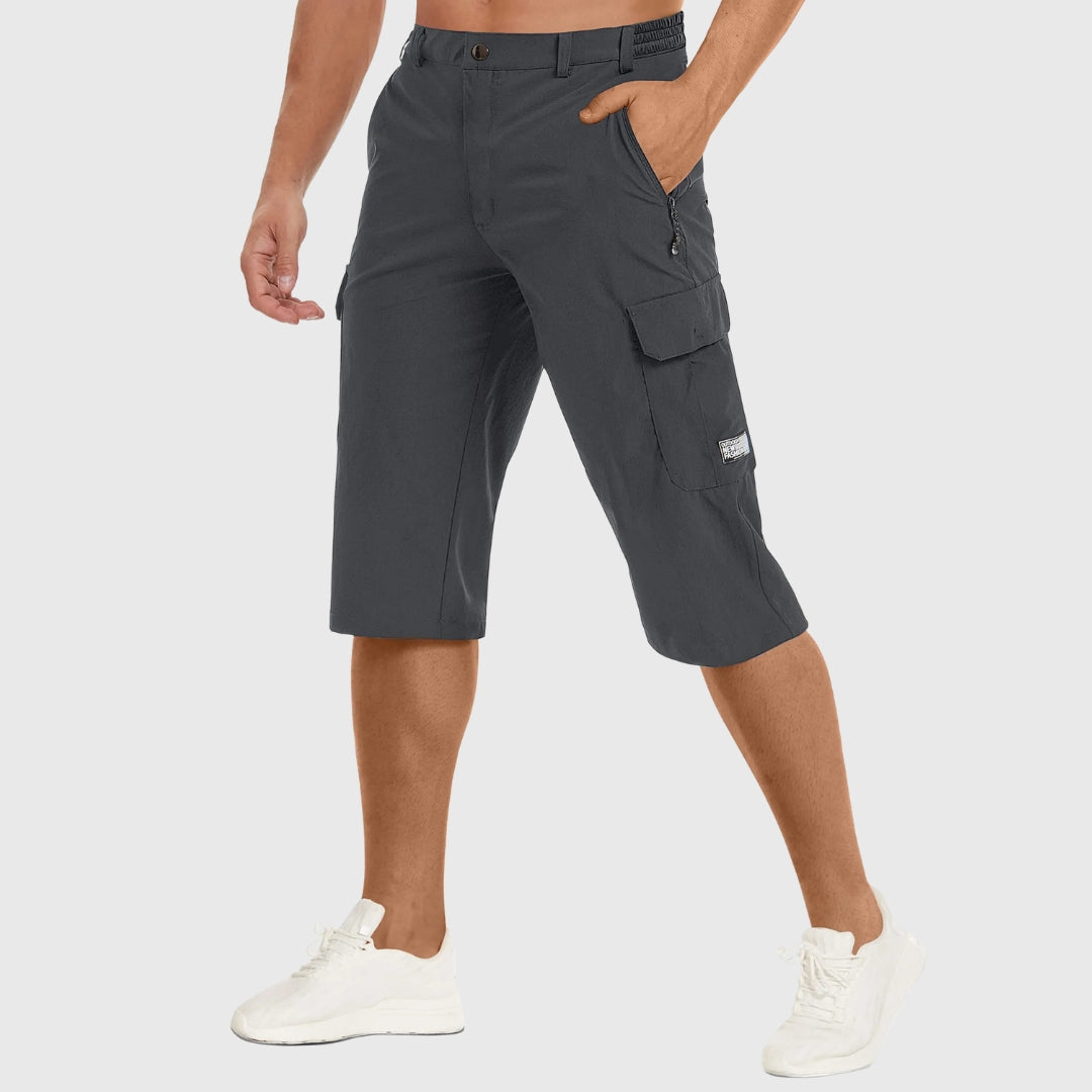 Short cargo homme gris foncé coupe droite poches cargo sur les côtés