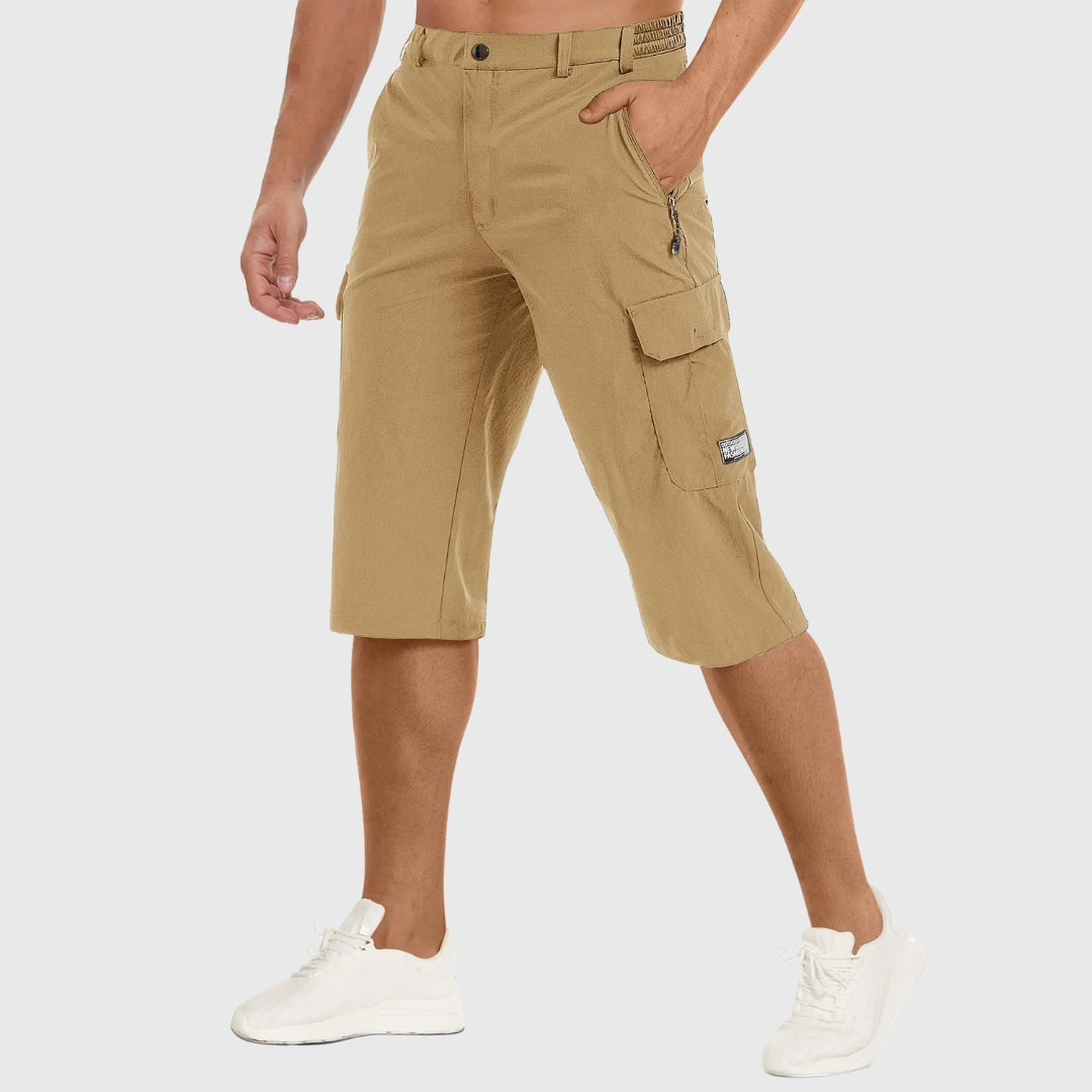 Short cargo homme khaki coupe droite légèrement ample