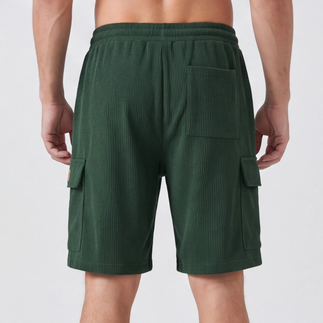 Short cargo homme vert foncé, vue de dos