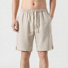 Short homme beige coupe décontractée vue de face