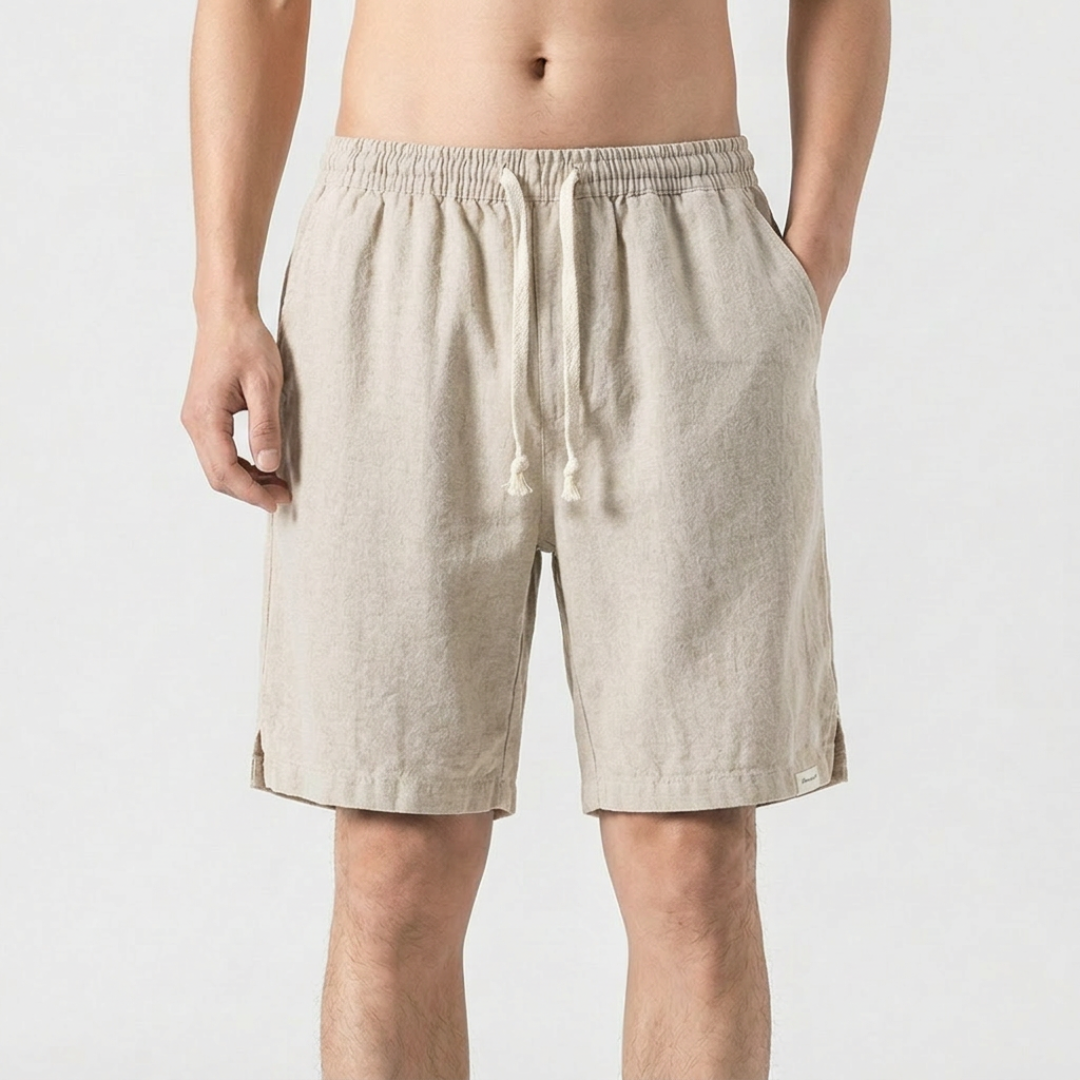 Short homme beige coupe décontractée vue de face