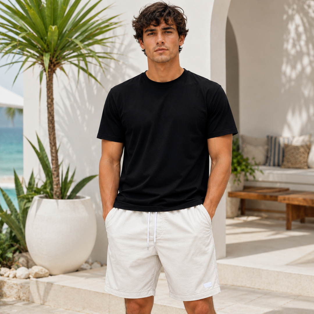 Short homme kaki décontracté avec taille élastique