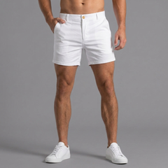 Short chino homme couleur blanc, coupe ajustée