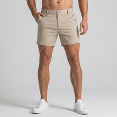 Short chino homme coupe slim couleur khaki, vue de face