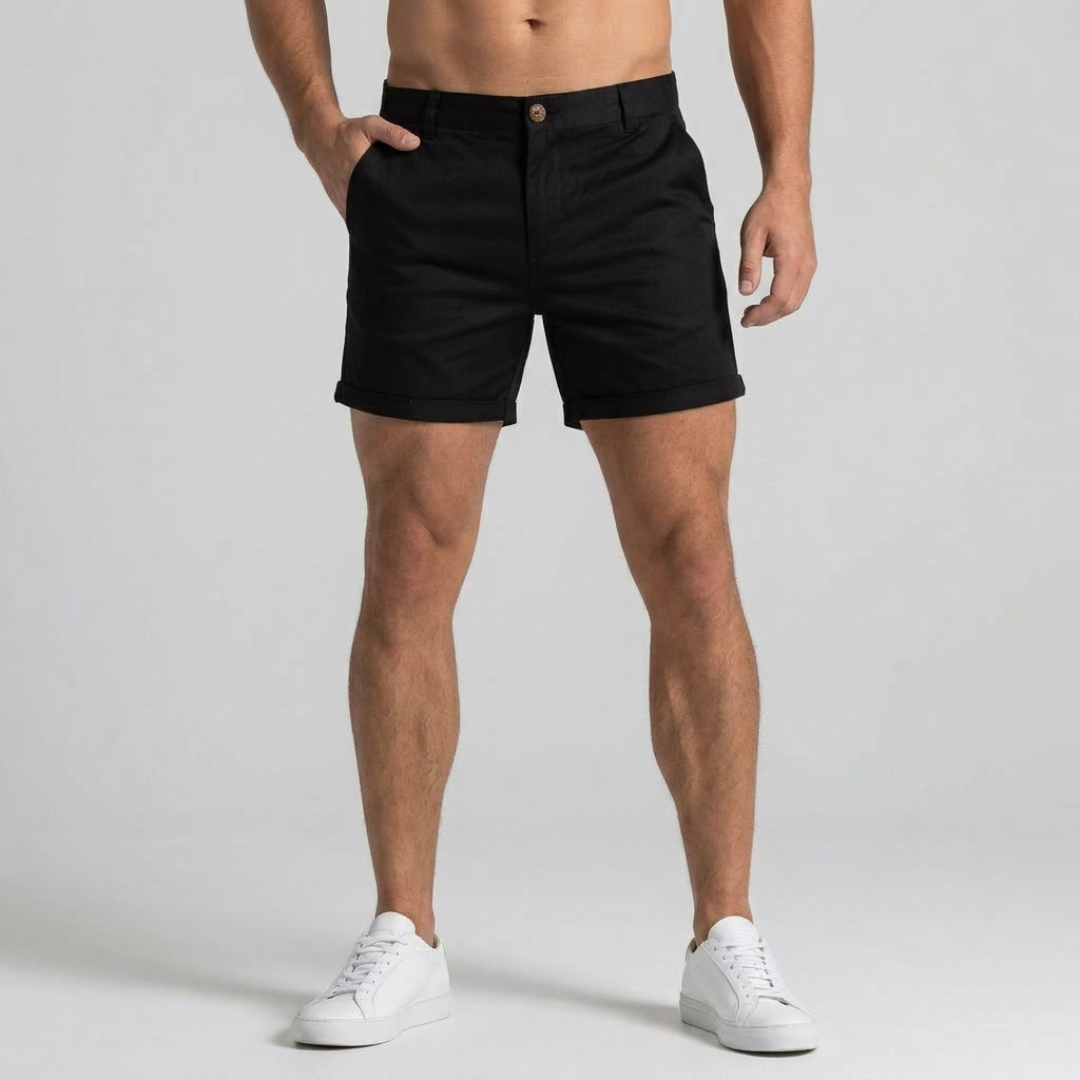 Short chino homme coupe slim couleur noir