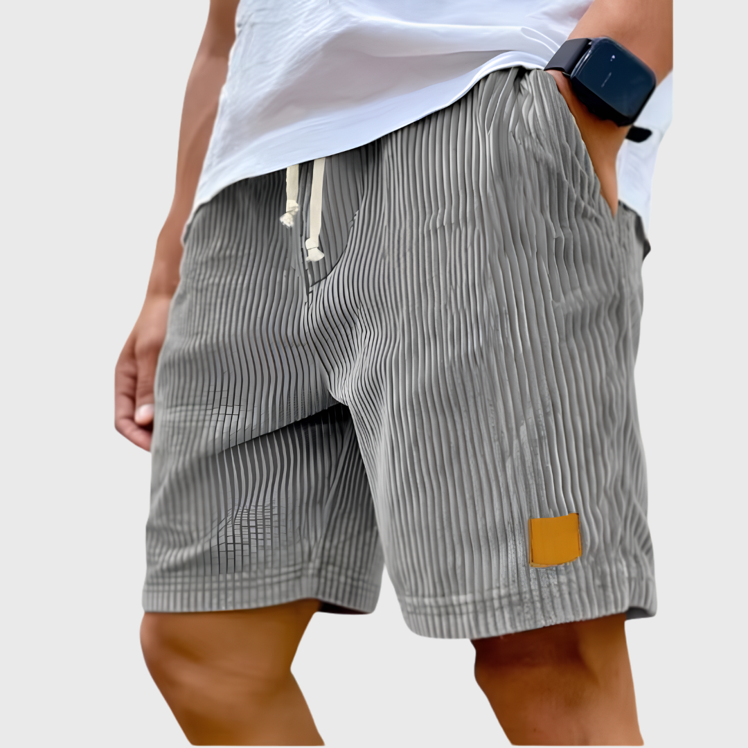 Short homme texturé gris avec cordon de serrage blanc