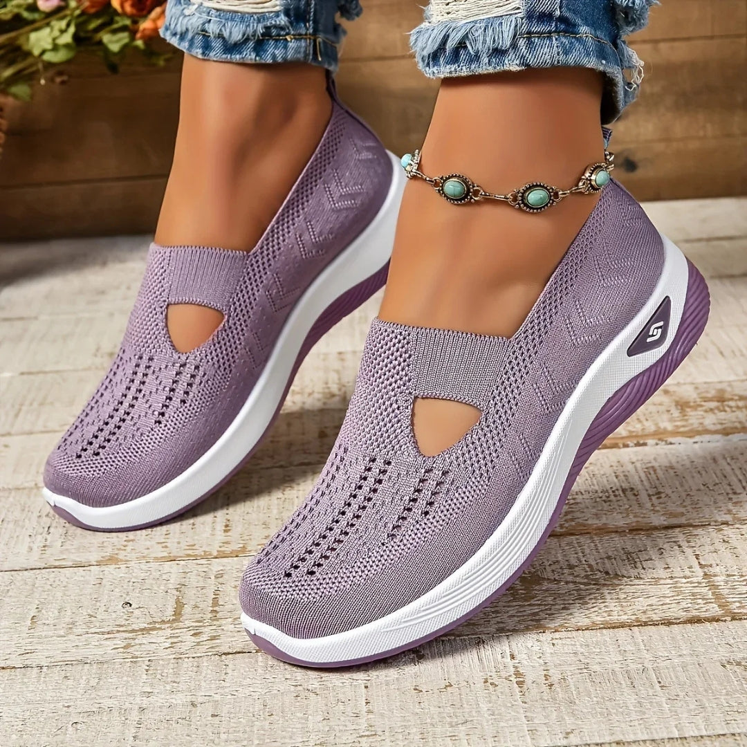 Sneakers femme coloris violet clair pastel semelle blanche cushion