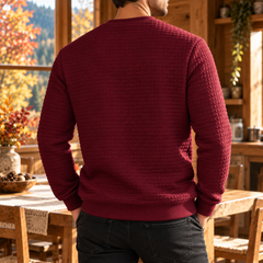 Dos du sweat homme rouge matelassé avec bas côtelé