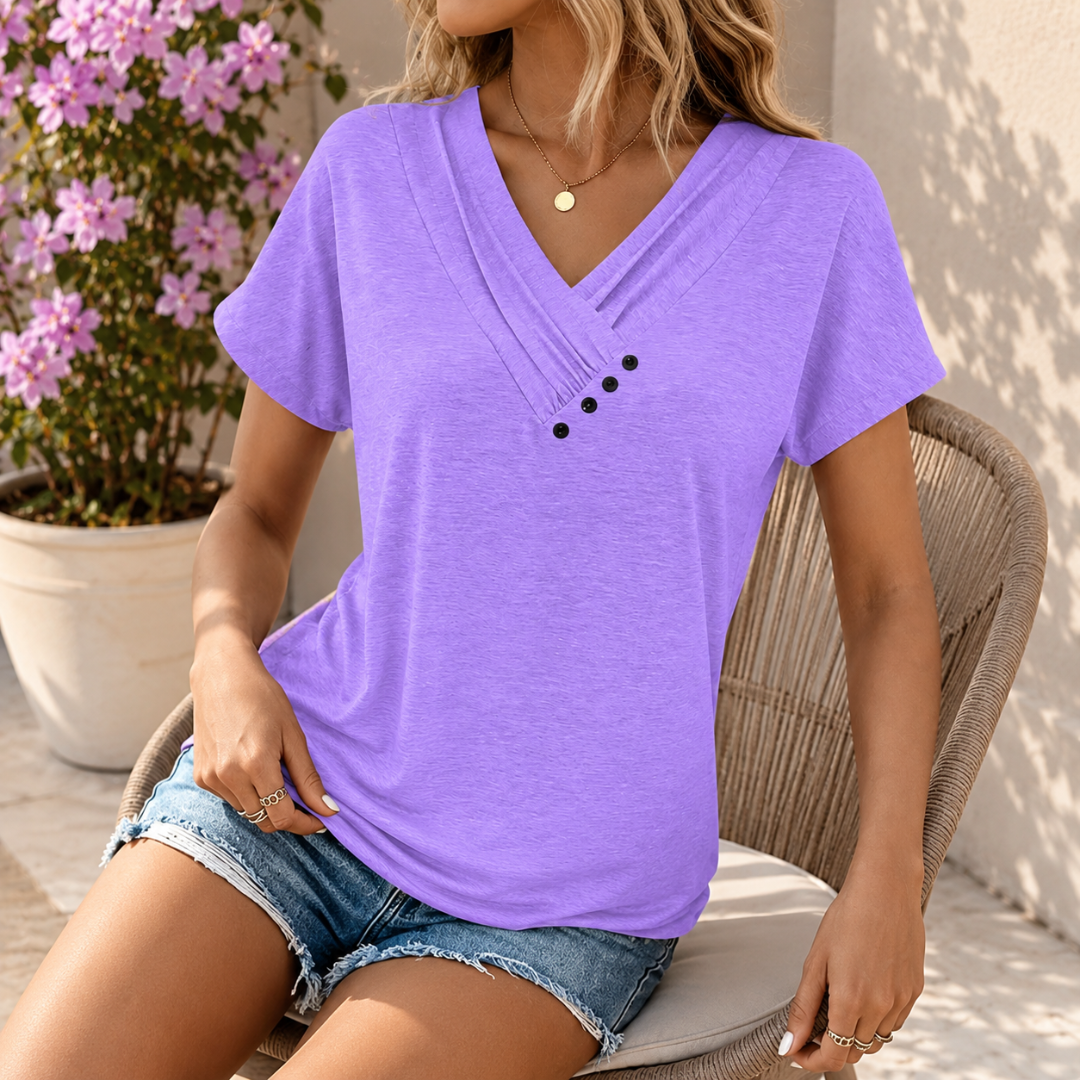 t-shirt-femme-col-v-plisse-effet-drape-boutons-decoratifs-manches-courtes-oversize-ete-casual-chic-layla-violet-4