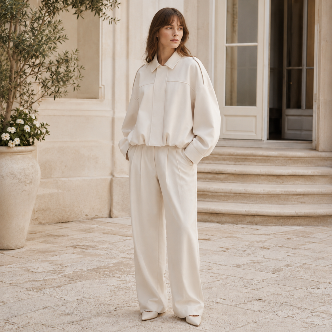 Veste bomber blanche à fermeture dissimulée sous patte et pattes d'épaule, allure ample