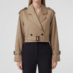 Trench court femme khaki, vue de profil