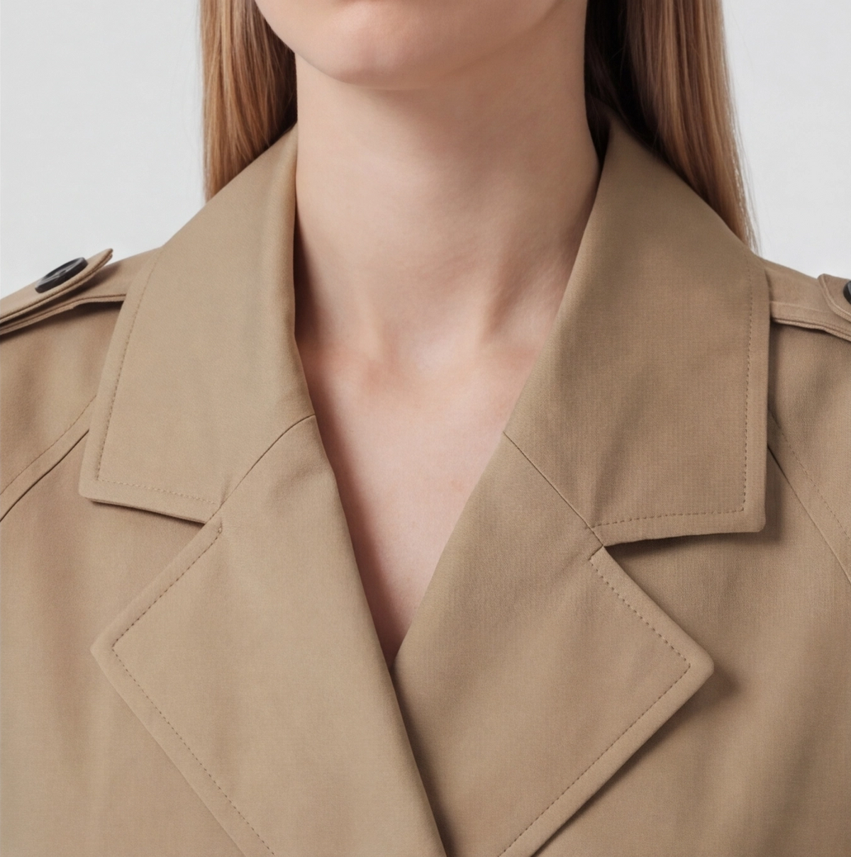 Trench court femme khaki, vue de face